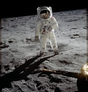 "Buzz" Aldrin on the Moon during Apollo 11 mission. NASA photo.