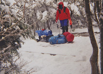 Winter Camping - setting up gear.
