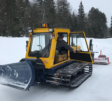 Bombardier groomer driven by Scott Thompson, Manager of Aroostook State Park.