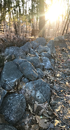 Stone wall - looking down the length at sunrise.