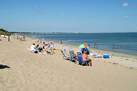 White sand beach at Ferry Beach State Park.