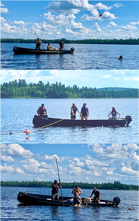 Water rescue training sequence at the Allagash Wilderness Waterway.