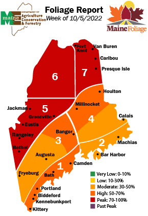 Week four of the 2022 foliage reports sees peak conditions in Northern and Western Maine.