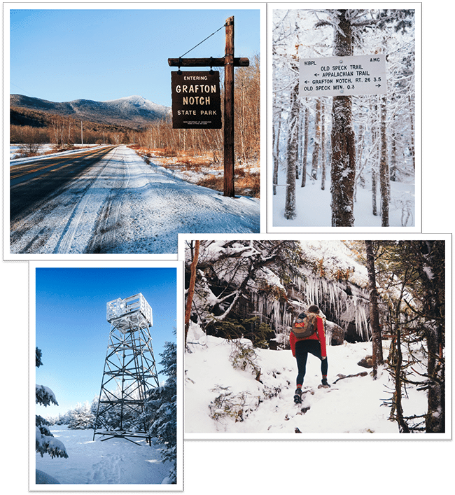 Photo montage of hike up Old Speck to tower at summit. Photos courtesy of Candice M. Pinkham.