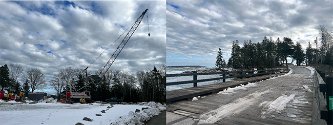 Reid State Park Griffith Head bridge and the equipment at the ready to start work on February 1, 2023.