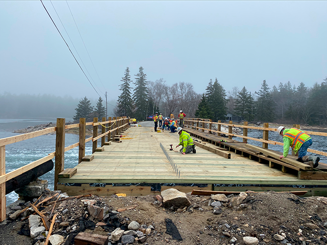 Bridge renovation work at Reid State Park, April 18, 2023.