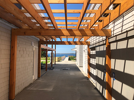 Pavilion and view to beach access, an LWCF funded project at Pemaquid Beach Park.