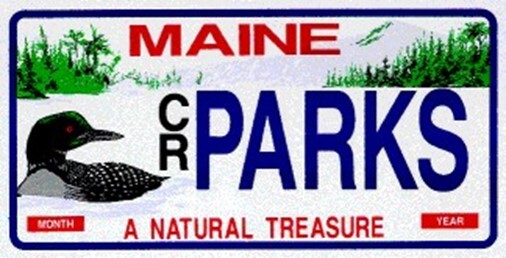 Maine Conservation license plate with the loon.