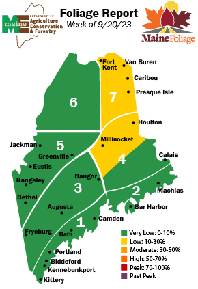 Low Foliage conditions in Northern parts of Maine. 9/20/2023