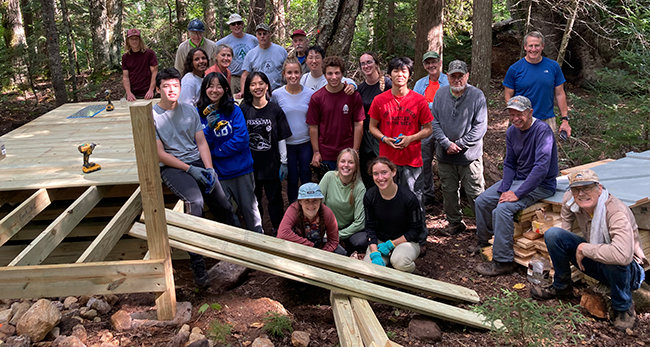 Maine Appalachian Trail Club volunteers at the Cranberry Stream campsite project at Bigelow Preserve.