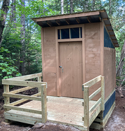 Completed moldering privy at the Cranberry Stream Campsite, Bigelow Preserve Public Land.