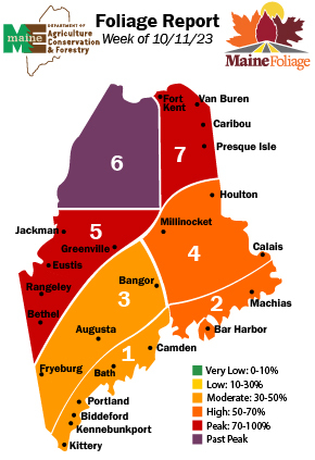 October 11, 2023 Maine Fall Foliage Map