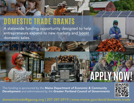 Domestic Trade Grants: A statewide opportuniy designed to help entrepreneurs expand to new markets and boost domestic sales. 