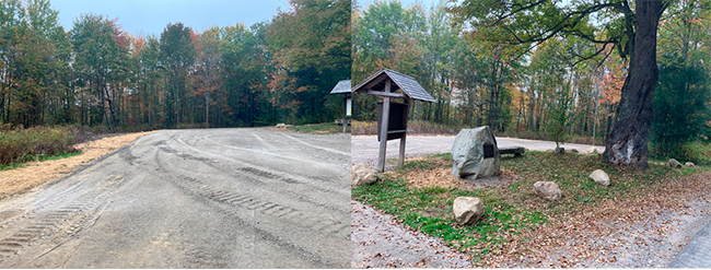 Improved parking at the Tryon Mountain Trailhead in Pownal that provides access to the Bradbury-Pineland Corridor Trail.