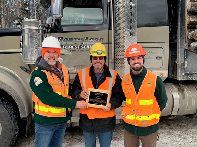 Randy Lagasse presenting the 2023 Safe Trucker of the Year Award to Jeff Jandreau of Fort Kent.