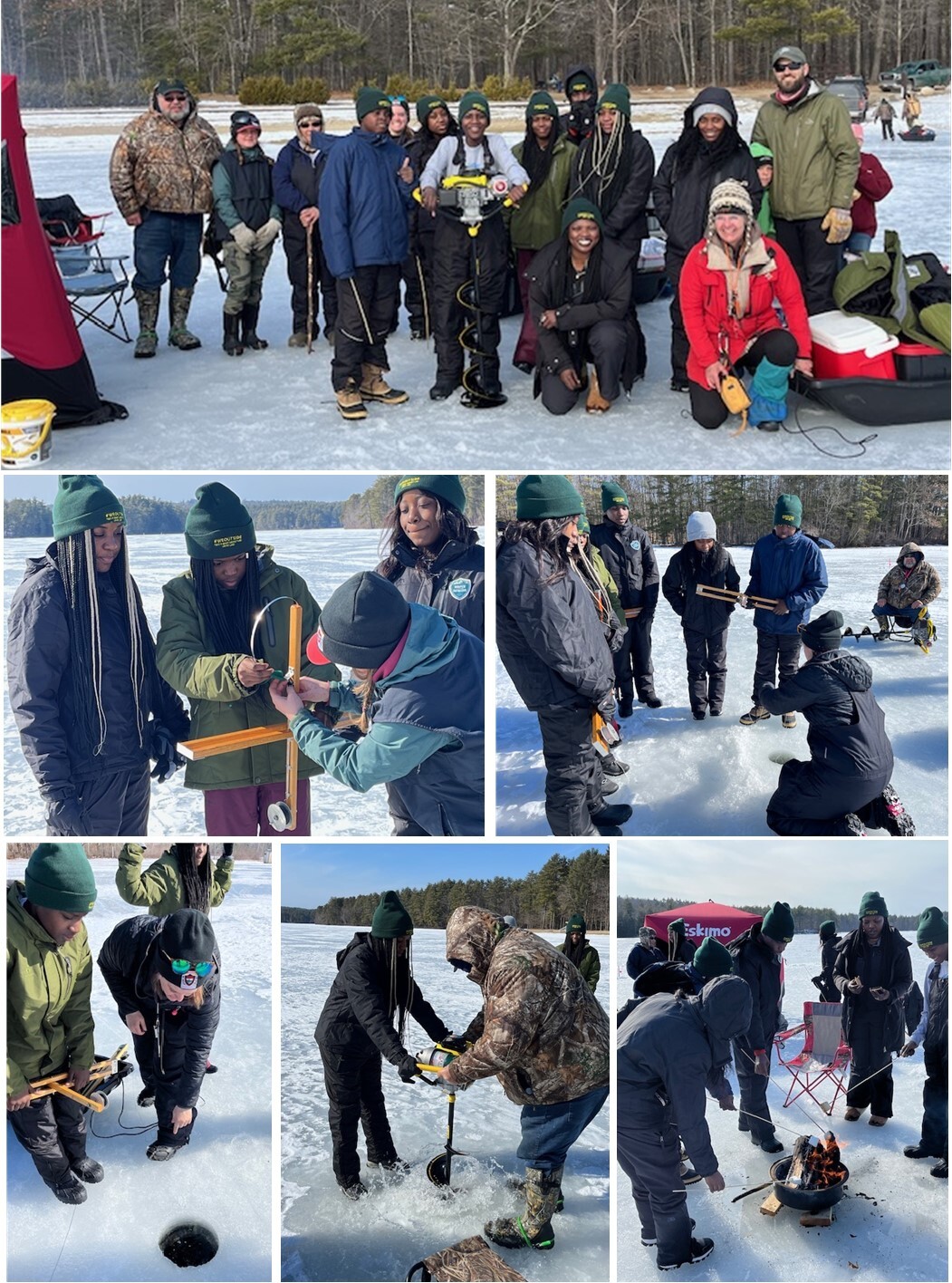 Ice Fishing program at Range Pond State Park for MANA, the Maine Association of New Americans.