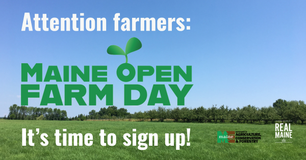 Maine DACF Open Farm Day sign up graphic