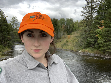 Alissa Lutz on Webster Stream, previous Allagash Ranger, now Manager of Lamoine State Park.