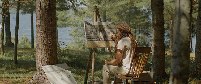 Nathan Allard painting en plein air. Photo by Jeshua Soucy and courtesy of Nathan Allard.