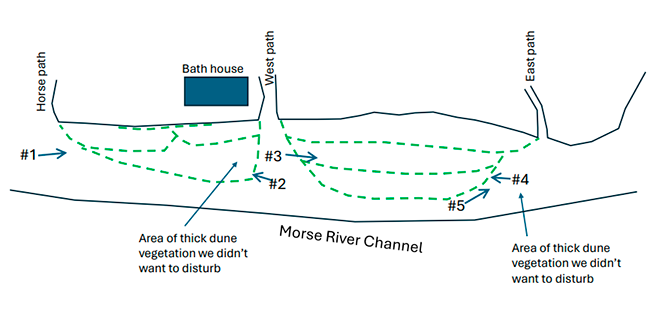 Map of the dune restoration project at Popham Beach State Park.