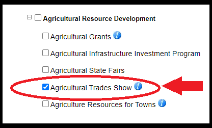 example screen shot of agricultural trades show subscription choice