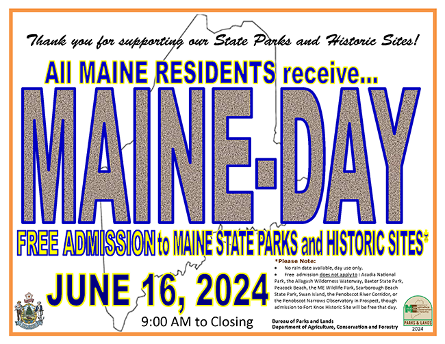 Maine Resident's Day - June 16, 2024 - flyer.  