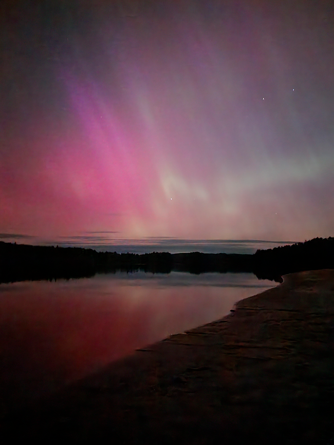 The Northern Lights as seen from Range Pond on Friday, May 10, 2024. Photo courtesy of Park Manager Chris Main.