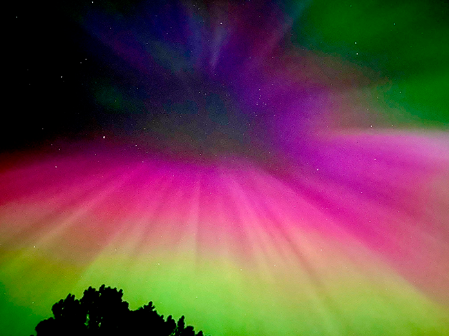 The Northern Lights over Lily Bay State Park in a great burst of colors. Photo by Park Manager Brian Fay.