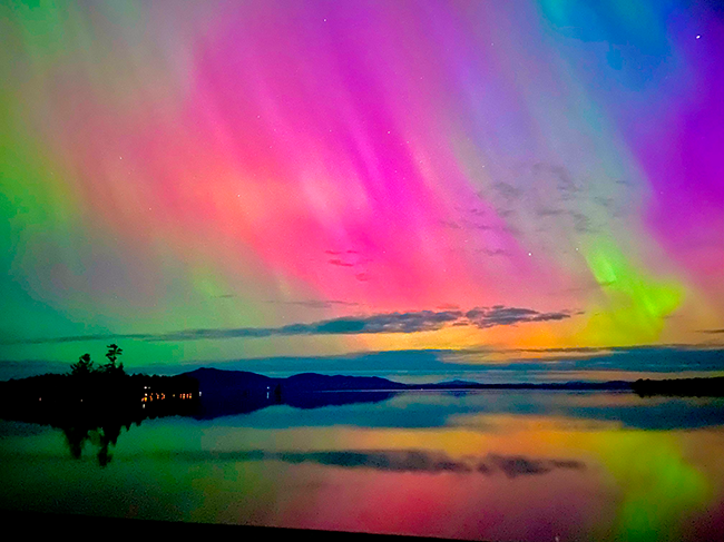 The Northern Lights over Lily Bay State Park and reflecting on Moosehead Lake. Photo by Park Manager Brian Fay.