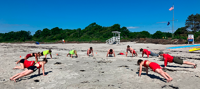 Strength training during the Lifeguard Academy. Photo by Sean Vaillancourt.