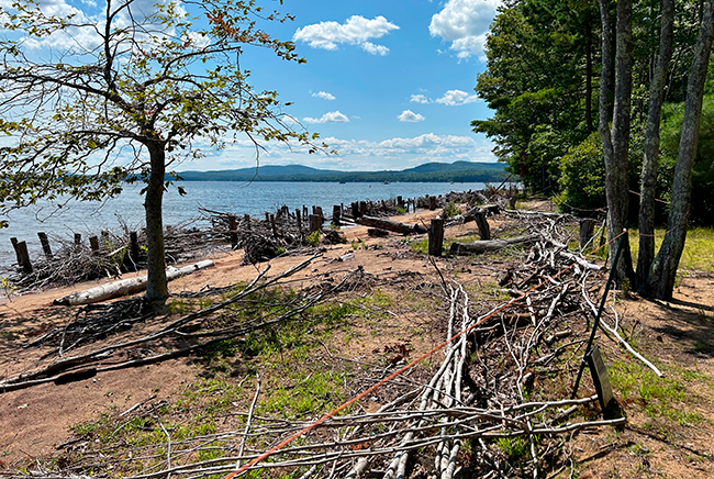 Shoreline restoration at Sebago Lake State Park.