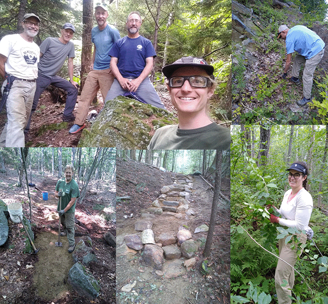 Photo montage of Erik Brooks with a few of the trail and invasive species control volunteers.