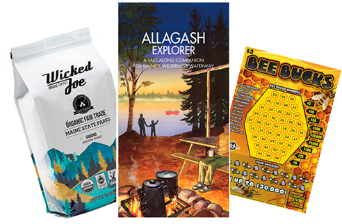 Gifts to consider for the holidays: Maine State Park coffee, the Allagash Explorer, and MOHF Lottery Tickets.