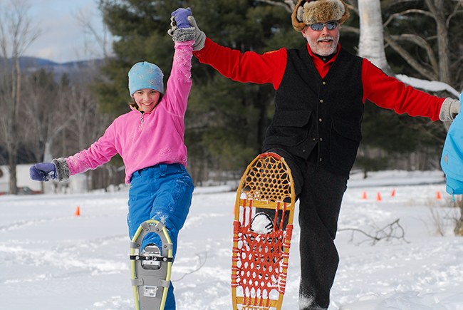 Snowshoers at Mount Blue State Park