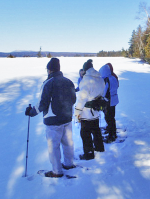 XC-skiers at Lily Bay State Park on the east shore of the frozen Moosehead Lake.