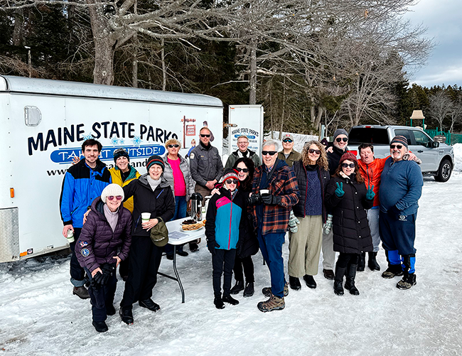 The Maine State Parks Ski and Snowshoe Trailer visits Two Lights State Park for the first time.