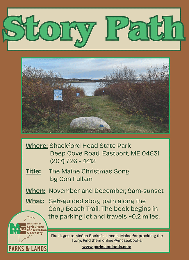 Fleer for the Story Path at Shackford Head State Park during Nov. and Dec. 2025.