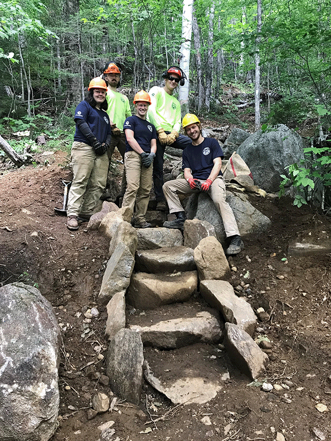 MCC Trail Crew with stone steps they completed.