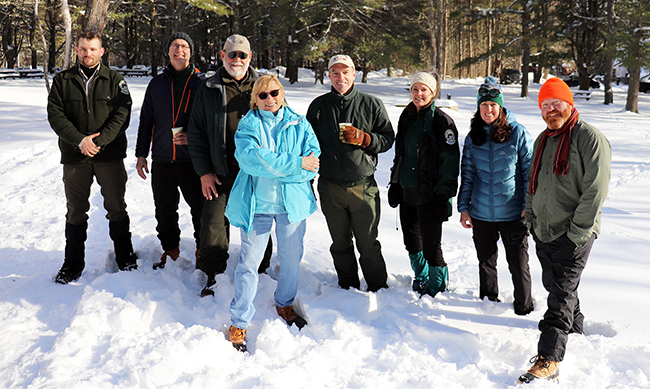 Governor Mills with BPL staff on a First Day Hike.