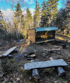 One of two Adirondack style shelters at Bald Rock, Camden Hills State Park.