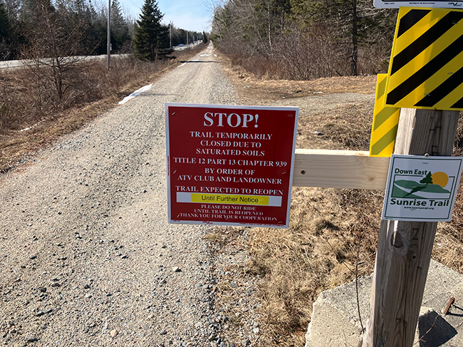 ATV Trail Closed sign