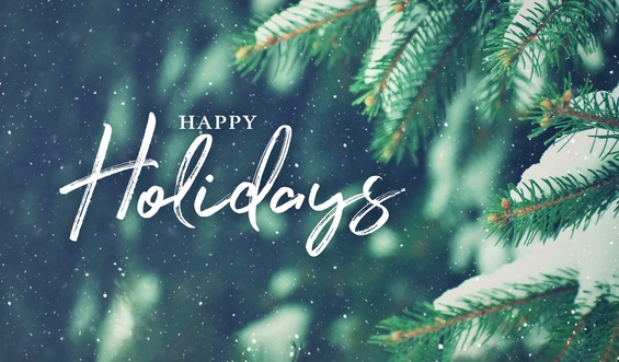 Happy Holidays Image with Evergreen branch and snow