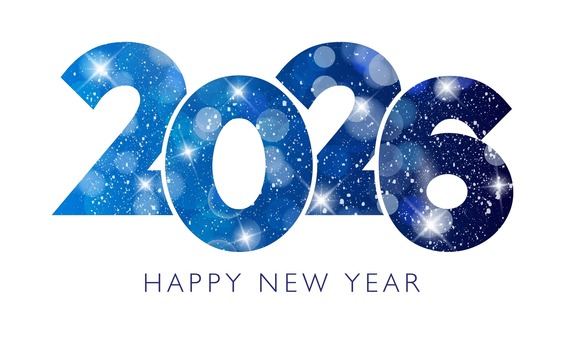 Clip Art with Happy New Year greeting and the numbers 2026