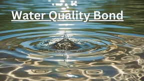 Image of a drop of water hitting the water surface with the heading of Water Quality Bond
