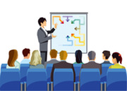 Presenter in front of attendees