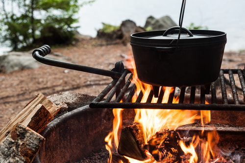 campfire cooking with dutch oven