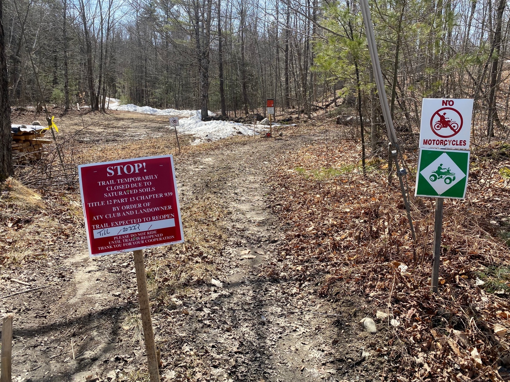 ATV trails are CLOSED for mud season