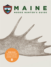 Maine moose hunter guide cover with moose antler drawing on tan background