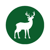 A green and white deer icon