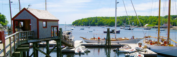 A harbor with lobster boats in Rockland, maine
